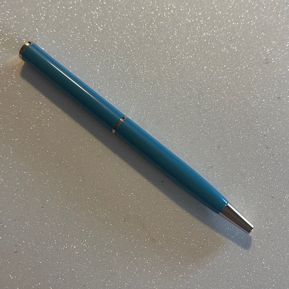 Coach Turquoise Blue Enamel Ballpoint Pen with Silver Trim
